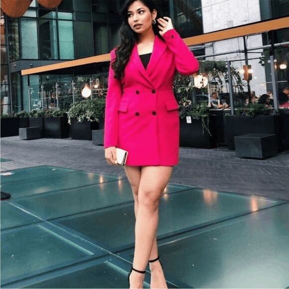 Zara Fuchsia Double-Breasted Blazer Dress - Picture 2 of 8